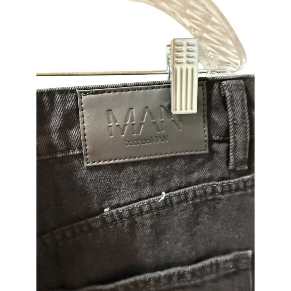 BoohooMAN Black Embroidered Flame Design Straight Fit Jeans Size 32 UK - Picture 7 of 12